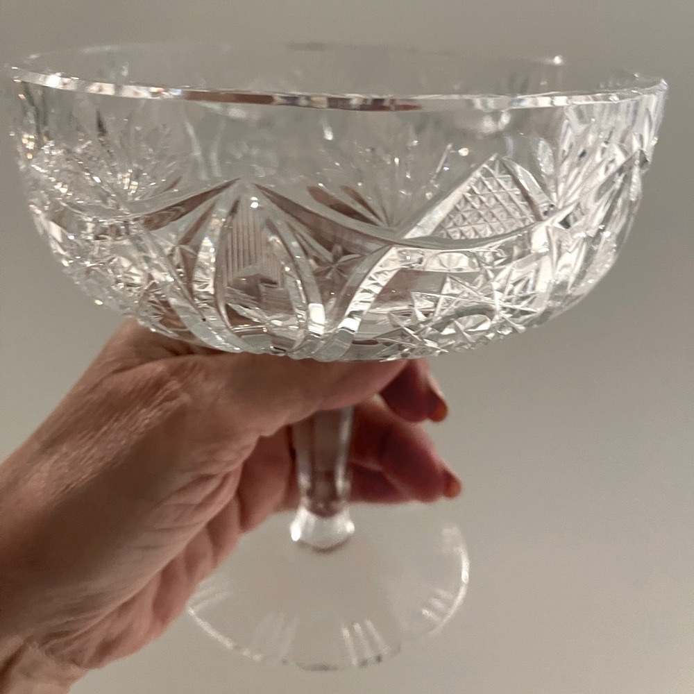 American Brilliant Cut Pedestal dish Footed/candy Crystal Cut Glass